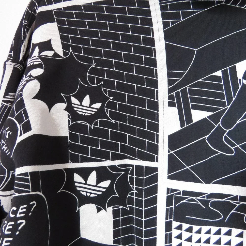 Adidas R.Y.V. Graphic Hoodie by Patrick Kyle GN3345 L Black White NWT Ra…